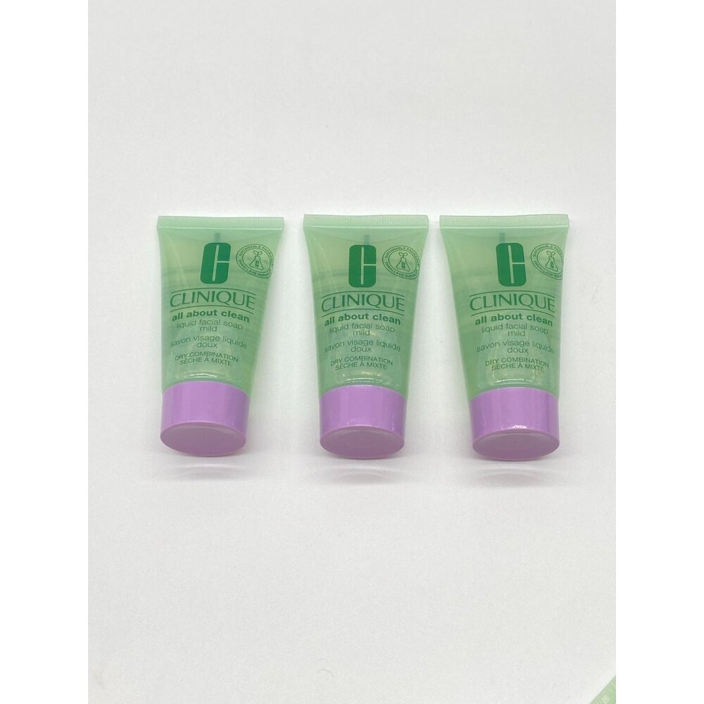 3 Clinique All About Clean Liquid Facial Soap Mild Mini 1 oz